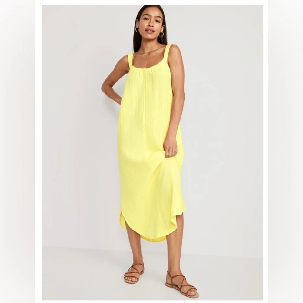 Sleeveless Shirred Midi Dress, XSP, NWT - Picture 1 of 3